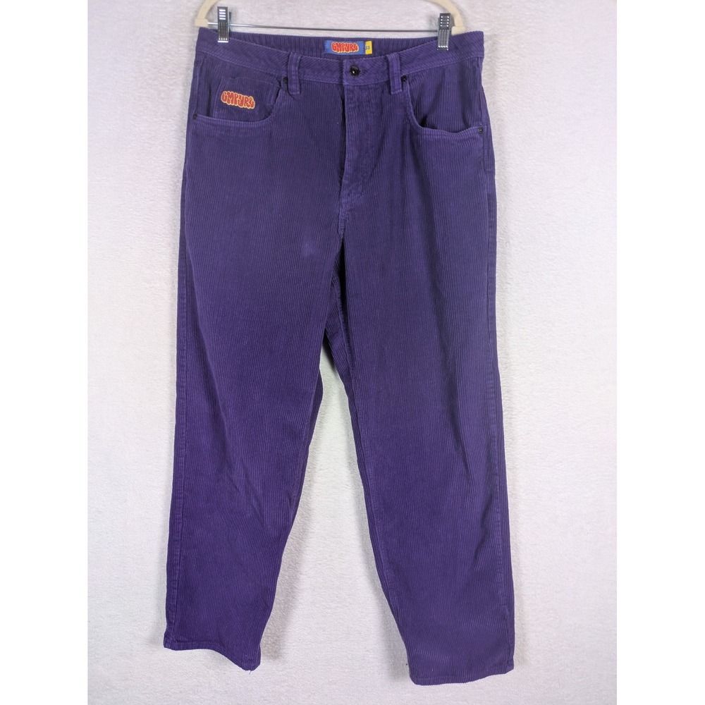 Empyre Corduroy Pants Women's 33 Purple Relaxed Fit Embroidered Logo Skate 90s